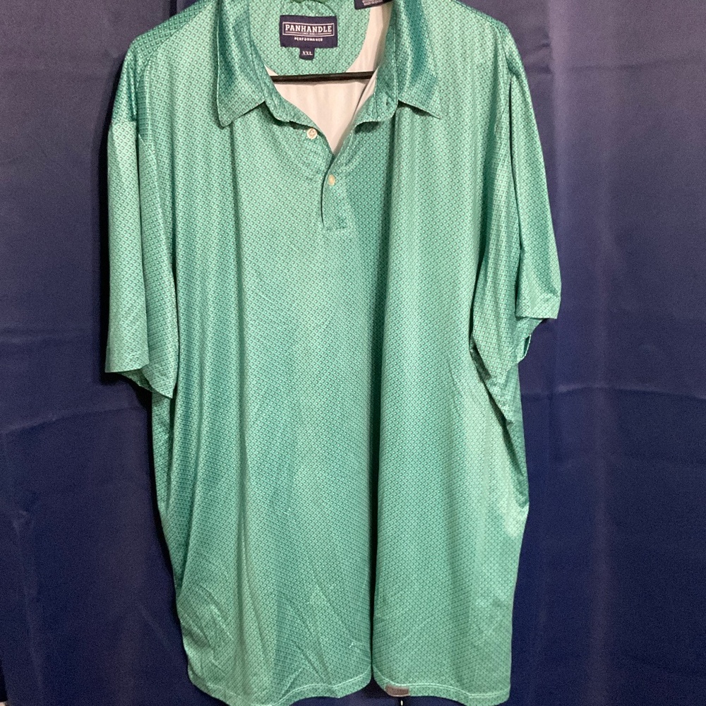 Panhandle  golf shirt green diamond pattern size 2xl. M13